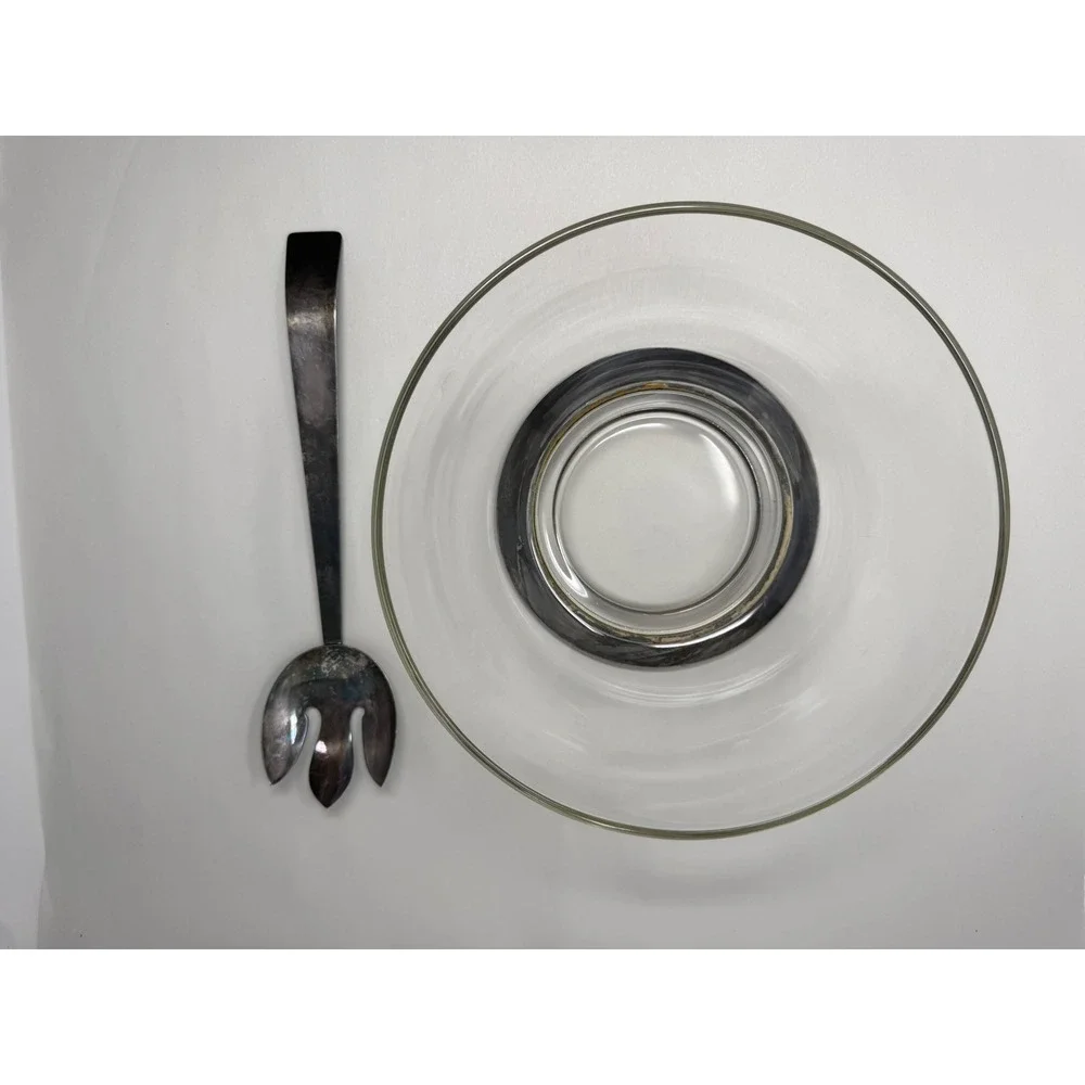 Silver Smith Studios Glass Bowl with Weighted Sterling Base and Serving Utensil